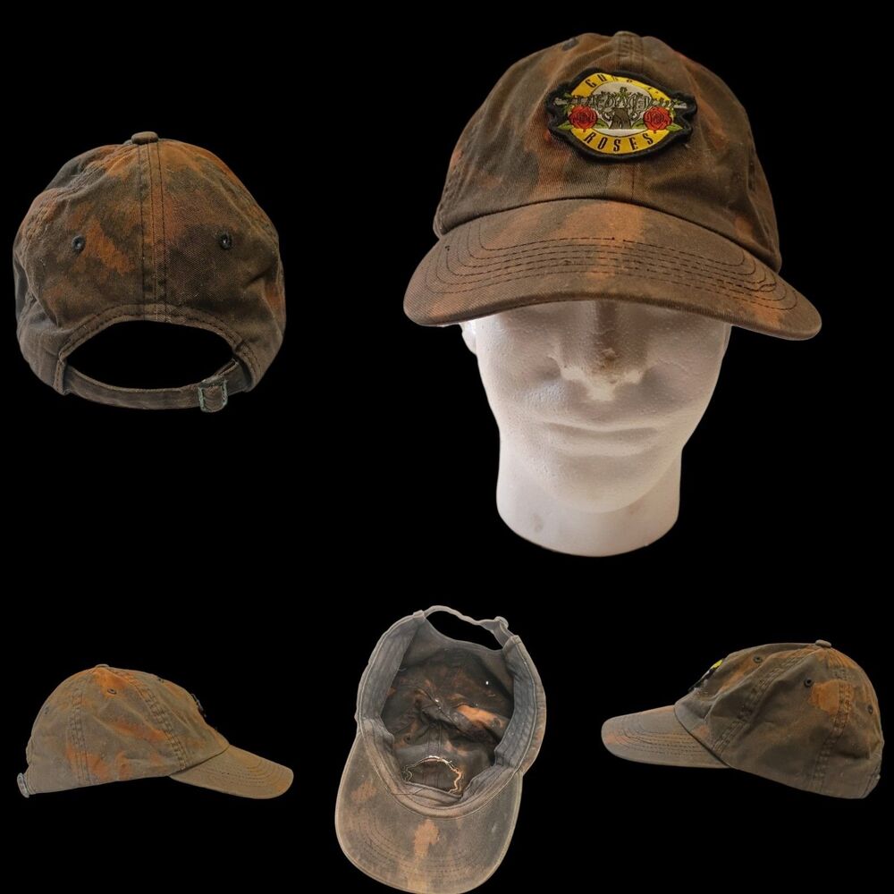 Guns N Roses Hat Cap Strap Back Distressed Thrashed Band Rock Music Tour Mens